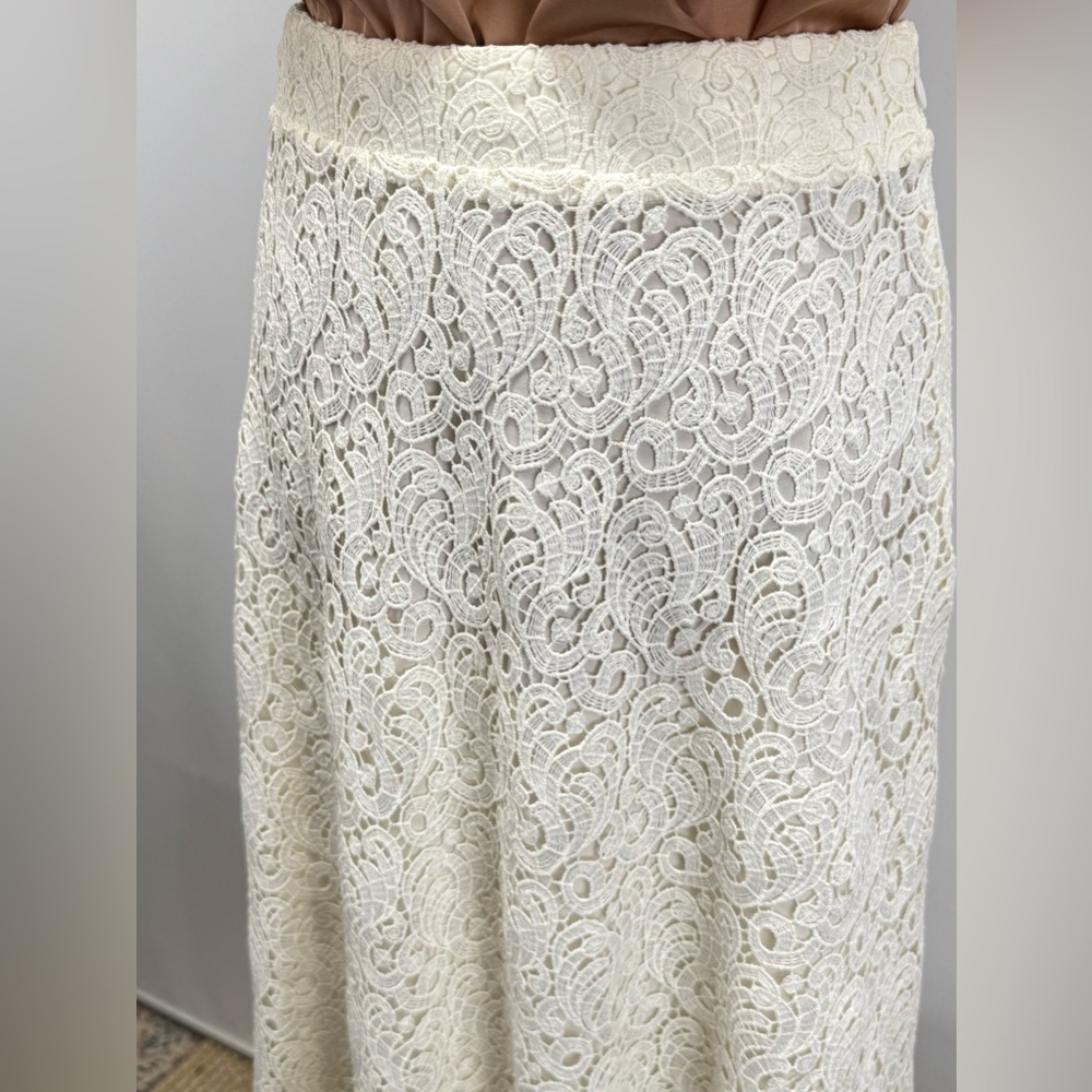 MASSIMO DUTTI Winter white Lace A-Line Skirt size 8 - Picture 5 of 15